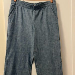 LOFT Chambray Wide Leg Pull On Linen Blend Pant - NWT